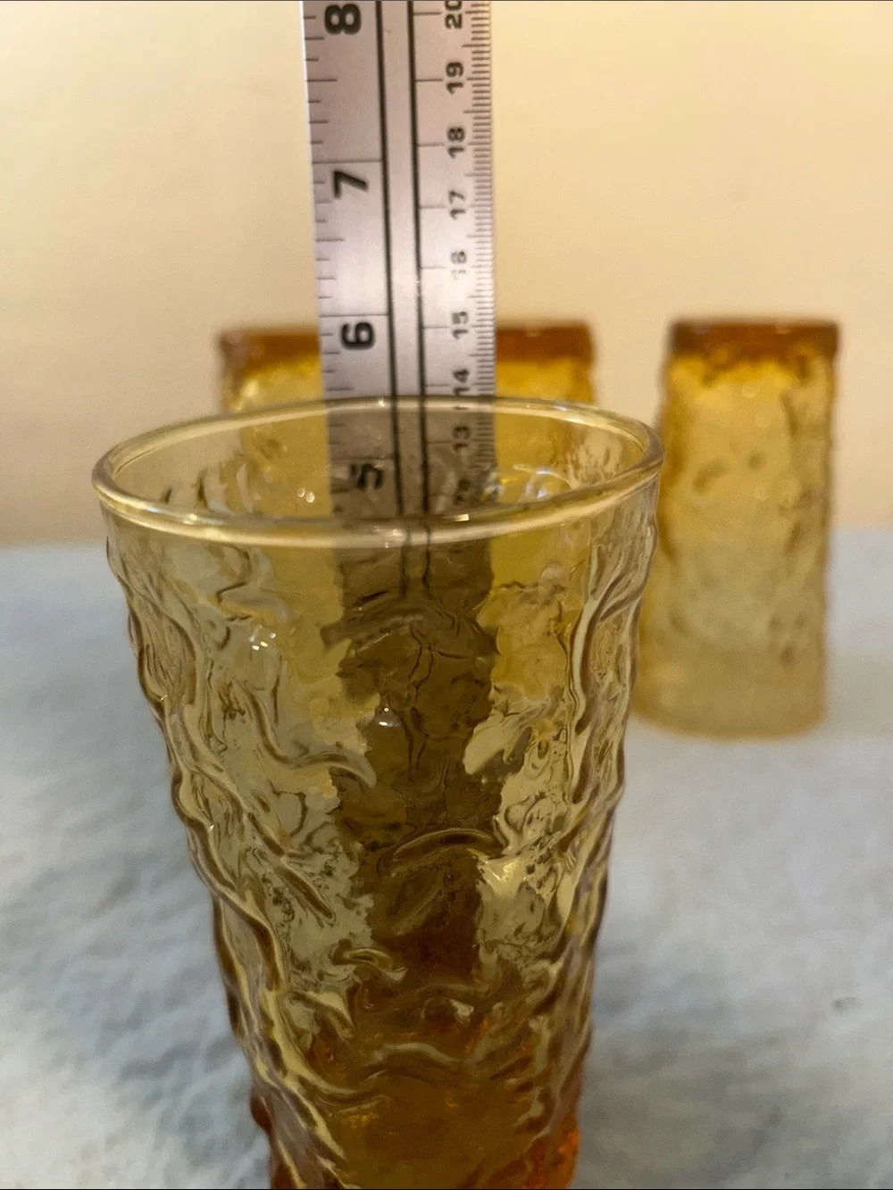 Set of 4 Anchor Hocking Lido Milano pattern tumblers.